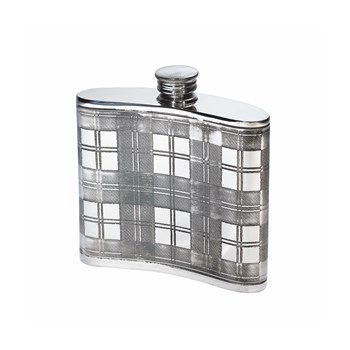Tartan 6oz Pewter Kidney Hip Flask Tartan 6oz Pewter Kidney Hip Flask