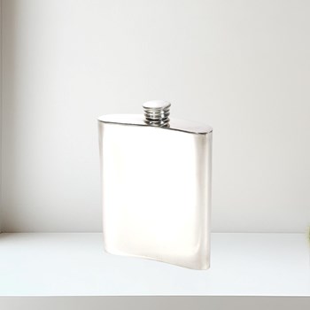 18 Key Stamp Pewter Kidney Hip Flask