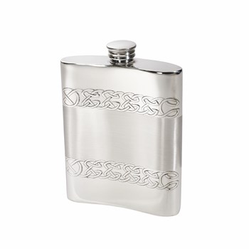 6oz Embossed Celtic Bands Pewter Kidney Hip Flask