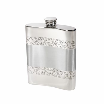 Embossed Celtic Bands 6oz Pewter Kidney Hip Flask