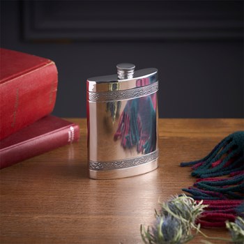 Celtic Bands 6oz Pewter Kidney Hip Flask