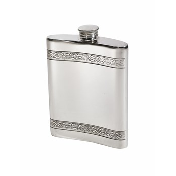Celtic Bands 6oz Pewter Kidney Hip Flask Celtic Bands 6oz Pewter Kidney Hip Flask
