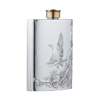 Embossed Mallard 6oz Pewter Kidney Flask Embossed Mallard 6oz Pewter Kidney Flask