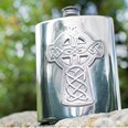 Celtic Cross Embossed Pewter Kidney Flask