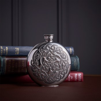 Round Pewter Celtic Knot Flask