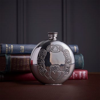 Round Claddagh Pewter Flask Round Claddagh Pewter Flask