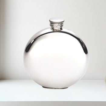 Round Usquabae Single Thistle Pewter Flask Round Usquabae Single Thistle Pewter Flask