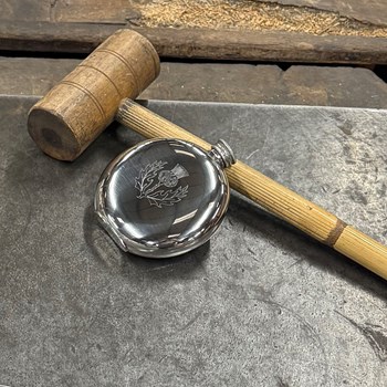 6oz Round Pewter Thistle Flask