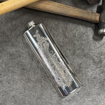 3oz Single Paisley Pewter Purse Flask 3oz Single Paisley Pewter Purse Flask