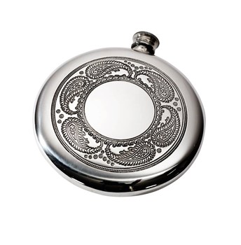 Paisley Pewter Sporran Flask back view of 4oz Paisley pewter Sporran flask