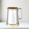 Wortley X Range Pewter And Brass Heavy One Pint Tankard