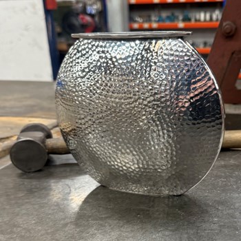 Hammered large round vase