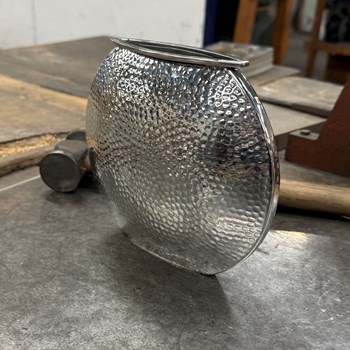 Hammered large round vase
