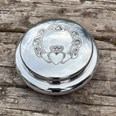 Round Claddagh Pewter Georgian Trinket Box