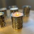 Peacock Patterned Pewter Candle Votive Peacock Patterned Pewter Candle Votive