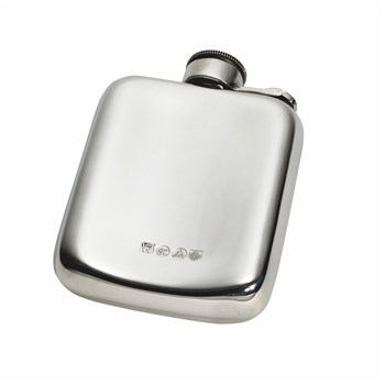 4oz Plain Pewter Pocket Flask With Captive Top