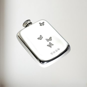4oz Butterfly Pewter Pocket Flask