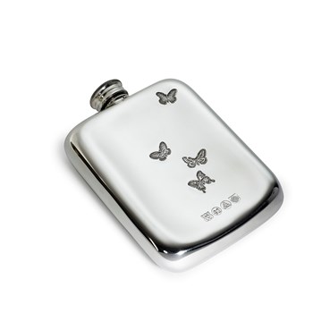4oz Butterfly Pewter Pocket Flask