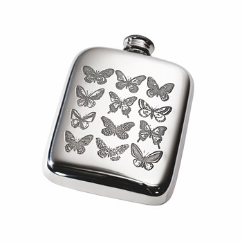 4oz Butterfly Pewter Pocket Flask