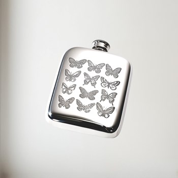 4oz Butterfly Pewter Pocket Flask