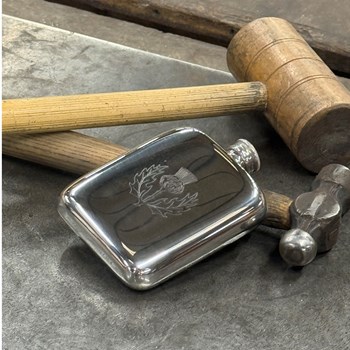 4oz Thistle Stamp Pewter Pocket Flask 4oz Thistle Stamp Pewter Pocket Flask