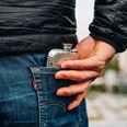 6oz Hammered Pewter Pocket Flask