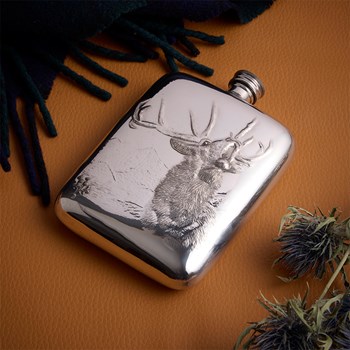Roaring Stag 6oz Pewter Pocket Flask