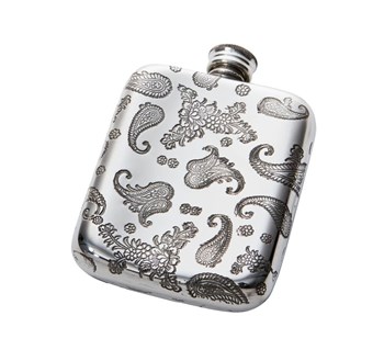 Paisley 4oz Pewter Pocket Flask reverse view 4oz paisley pewter pocket flask