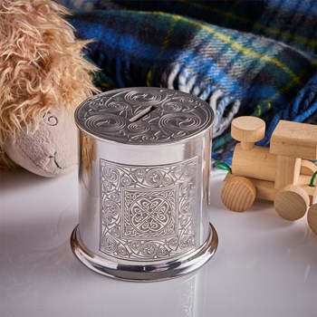Celtic Spiral Pewter Money Box