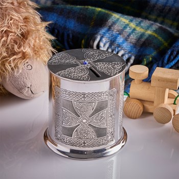 Celtic Cross Pewter Money Box