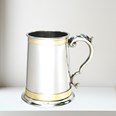 One Pint Double Brass Band Monarch Pewter Tankard