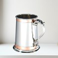 One Pint Double Copper Band Monarch Pewter Tankard