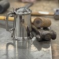 Standard Lidded One Pint Pewter Tankard