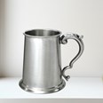 One Pint Antique Fancy Handle Pewter Tankard