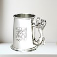 Union Jack Lion Handle One Pint Pewter Tankard