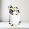 Heavy Lidded Celtic Gold One Pint Pewter And Brass Tankard Heavy Lidded Celtic Gold One Pint Pewter And Brass Tankard