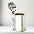 Heavy Lidded Celtic Gold One Pint Pewter And Brass Tankard