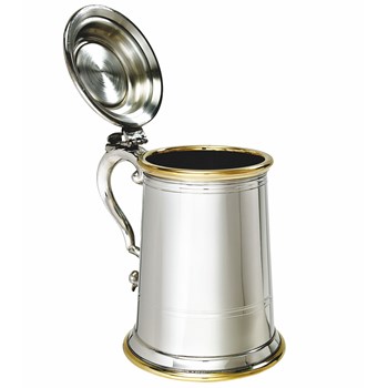 Heavy Lidded Celtic Gold Pewter And Brass Tankard Heavy Lidded Celtic Gold Pewter And Brass Tankard