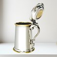 Heavy Lidded Celtic Gold One Pint Pewter And Brass Tankard