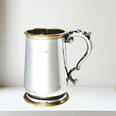 One Pint Hallam Pewter And Brass Jacobean Tankard
