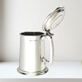 Lidded One Pint Pewter Tankard