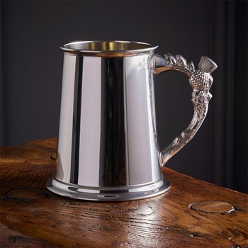 Thistle Handle Pewter Tankard