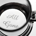 All Gone Etched Glass Base Pewter Baby Mug