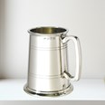 Double Lined Glass Base One Pint Heavy Pewter Tankard