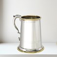 Wortley Glass Base One Pint Pewter And Brass Tankard