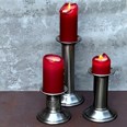 Large Pillar Antique Finish Pewter Candle Holder