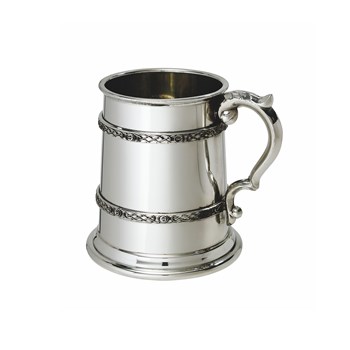 Double Celtic Band Half Pint Pewter Tankard Double Celtic Band Half Pint Pewter Tankard