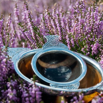 80mm Horn And Pewter Quaich