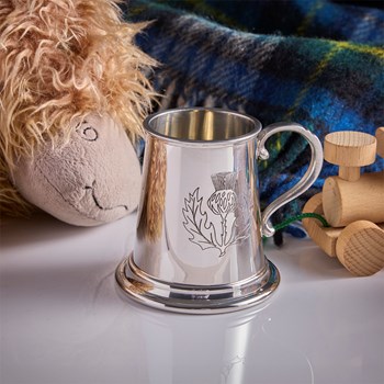 Thistle Stamp Pewter Baby Mug
