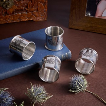 Charles Rennie Mackintosh Four Pewter Napkin Rings